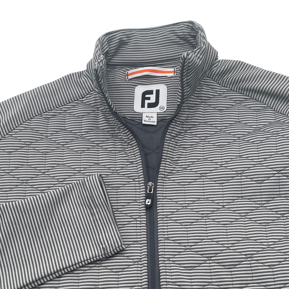 FootJoy Womens Gray Striped Quilted Full Zip Golf Jacket XS Performance Stretch